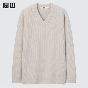 Uniqlo U Premium Lambswool Ribbed V-Neck Sweater by Christophe Lemaire S